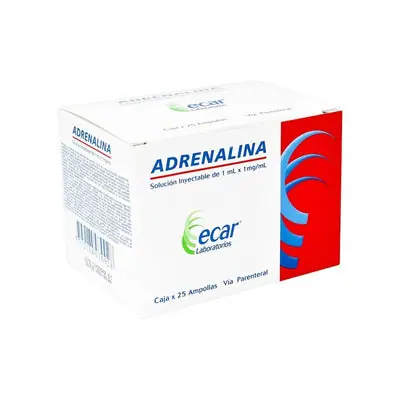 Adrenalina 1 mg/ml caja x 25 ampollas