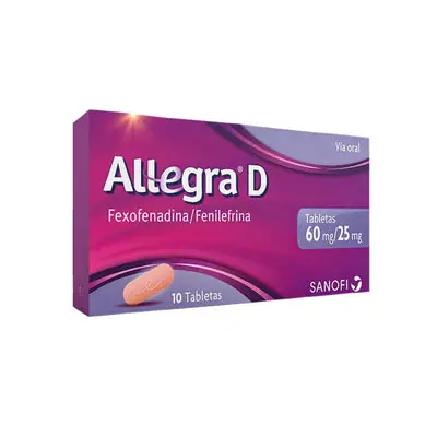 Allegra D tabletas 60/25 mg, caja x 10 unidades