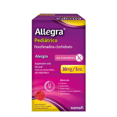 Allegra Pediátrico suspensión 30 mg/5 ml, frasco de 60 ml