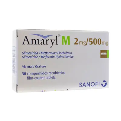 Amaryl M comprimidos 2/500 mg caja x 30 unidades