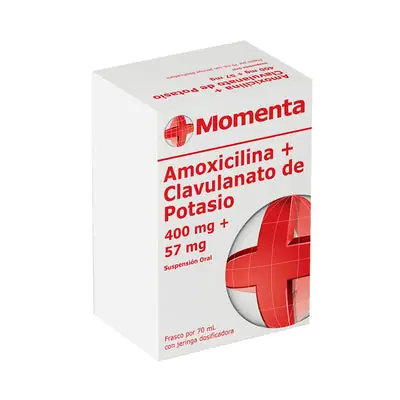 Amoxicilina + ácido clavulánico Momenta suspensión 400 mg/57 mg (Genfar)