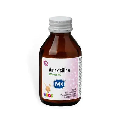Amoxicilina 250 mg/5 ml suspensión oral, frasco x 100 ml