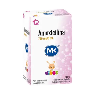 Amoxicilina Mk suspensión oral 750 mg/5 ml caja 120 ml