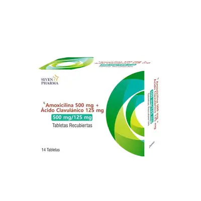 Amoxicilina + ácido clavulánico tabletas 500 mg/125 mg caja x 14