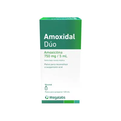 Amoxidal Duo suspensión 750 mg sabor cereza, frasco x 120 ml