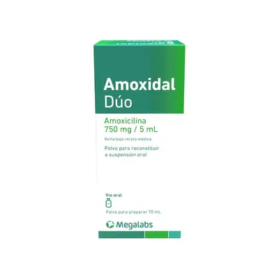 Amoxidal Duo suspensión 750 mg sabor cereza, frasco x 70 ml
