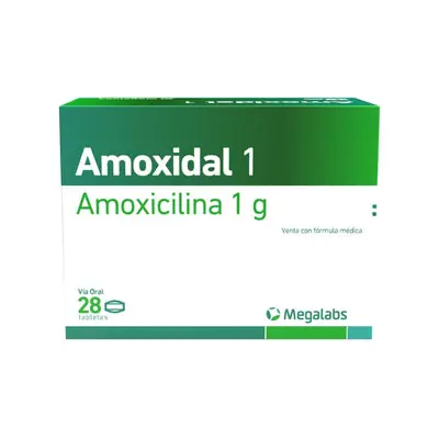 Amoxidal tabletas 1 g, caja x 28 unidades