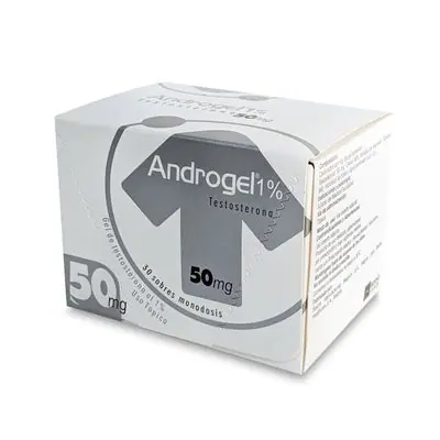 Androgel gel en sobres de 50 mg, caja x 30 unidades (Gador)