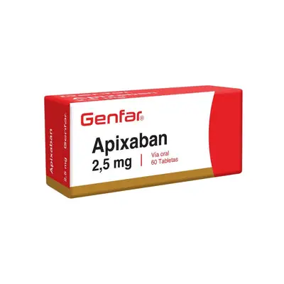 Apixabán Genfar tabletas 2.5 mg, caja x 60 unidades