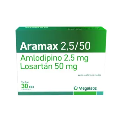 Aramax cápsulas 2.5 mg/50 mg, caja x 30 unidades