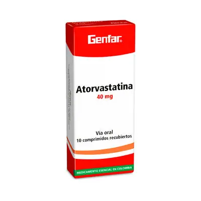 Atorvastatina Genfar tabletas 40 mg, caja x 10 unidades