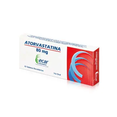 Atorvastatina 80 mg tabletas, caja x 10 unidades