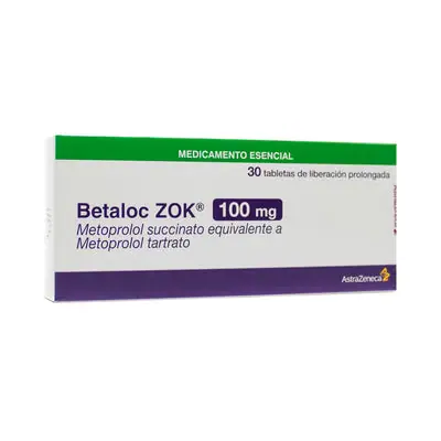 Betaloc Zok 100 mg comprimidos, caja con 30 comprimidos