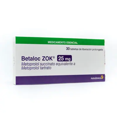 Betaloc Zok 25 mg tabletas, caja con 30 tabletas