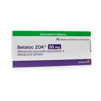 Betaloc Zok 50 mg tabletas, caja con 30 tabletas