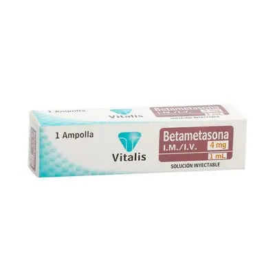 Betametasona Vitalis Solución Inyectable 4 mg/1 ml, caja x 1