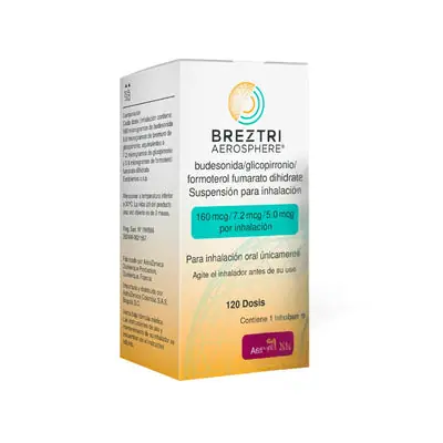 Breztri Aerosphere 160/7.2/4.8 mcg inhalador, caja con inhalador de 120 aplicaciones