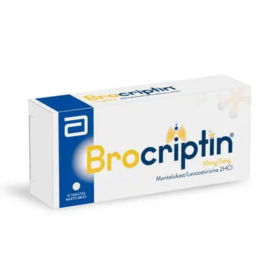 Brocriptin tabletas masticables 10 mg/5 mg caja x 10 unidades