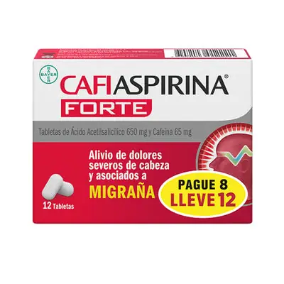 Cafiaspirina Forte tabletas, presentación 8 + 4