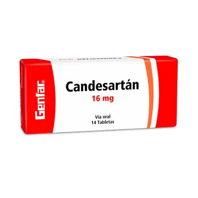 Candesartán Genfar tabletas 16 mg, caja x 14 unidades