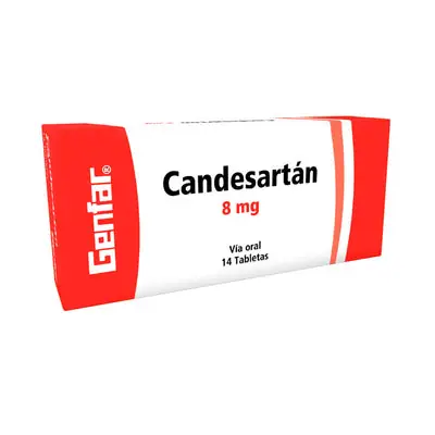 Candesartán Genfar tabletas 8 mg, caja x 14 unidades