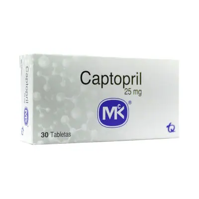 Captopril 25 mg, caja x 30 tabletas (Recipe)