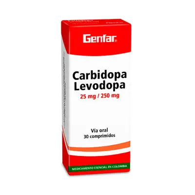 Carbidopa + levodopa Genfar comprimidos 25/250 mg, caja x 30 unidades