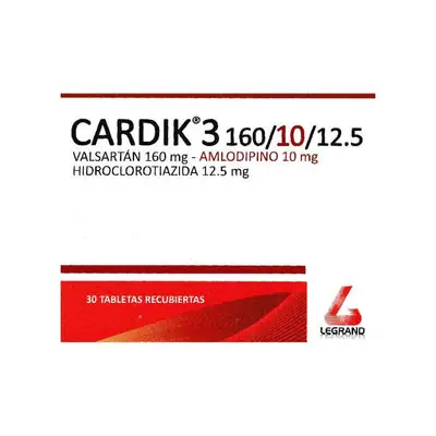 Cardik 3 tabletas 160/10/12.5 mg caja x 30 unidades