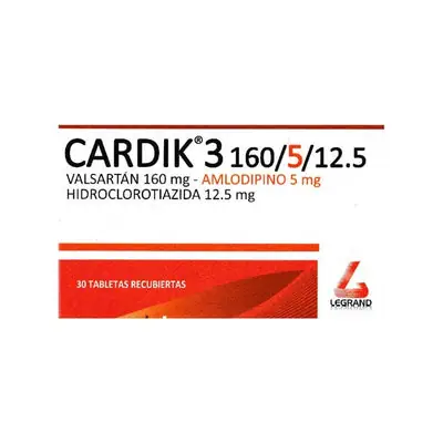 Cardik 3 tabletas 160/5/12.5mg caja x 30 unidades