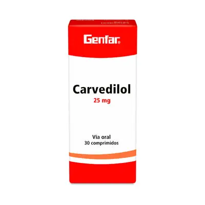 Carvedilol Winthrop tabletas 25 mg, caja x 30 unidades