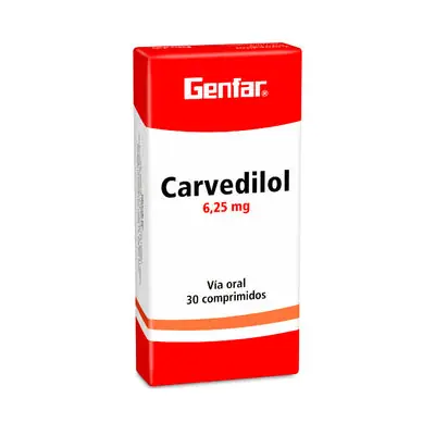 Carvedilol Winthrop tabletas 6.25 mg, caja x 30 unidades