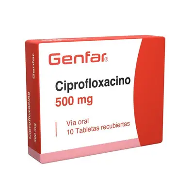 Ciprofloxacina Genfar tabletas 500 mg, caja x 10 unidades