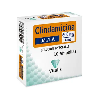 Clindamicina Vitalis solución inyectable 600 mg/4 ml, caja