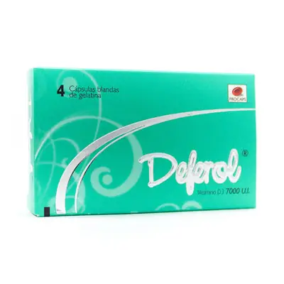 Deferol Cbg 7000 UI cápsulas blandas, caja x 4 unidades