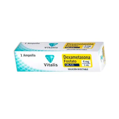 Dexametasona Vitalis solución inyectable 4 mg/1 ml, caja x 1