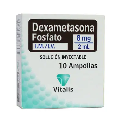 Dexametasona Vitalis solución inyectable 8 mg/2 ml, caja x 10