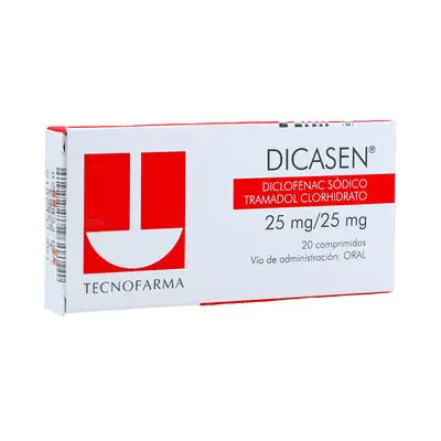 Dicasen 25 mg/25 mg tabletas, caja x 20 unidades