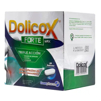 Dolicox Forte Max tabletas 250 mg/65 mg/220 mg caja x 48 unidades