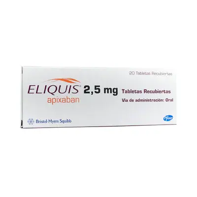 Eliquis tabletas 2.5 mg, caja x 20 unidades