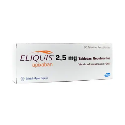 Eliquis tabletas 2.5 mg, caja x 60 unidades