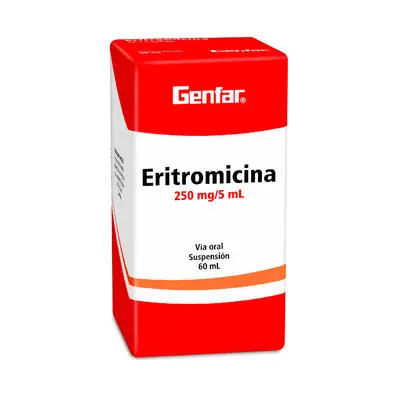Eritromicina Genfar suspensión 250 mg/5 ml, frasco x 60 ml