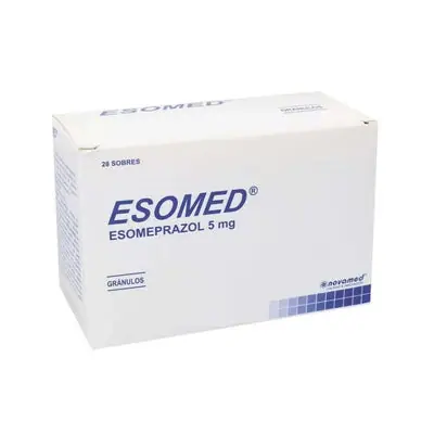 Esomed sobres 5 mg sabor naranja, caja x 28 unidades