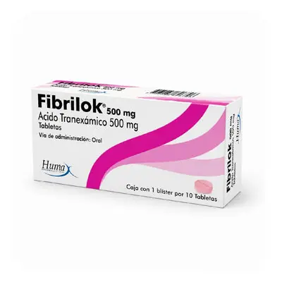 Fibrilok (ácido tranexámico) tabletas 500 mg caja x 10 unidades