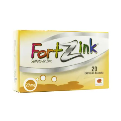 Fortzink cápsulas 20 mg, caja x 20 unidades