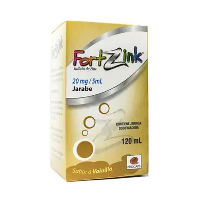 Fortzink jarabe sabor vainilla, frasco de 120 ml