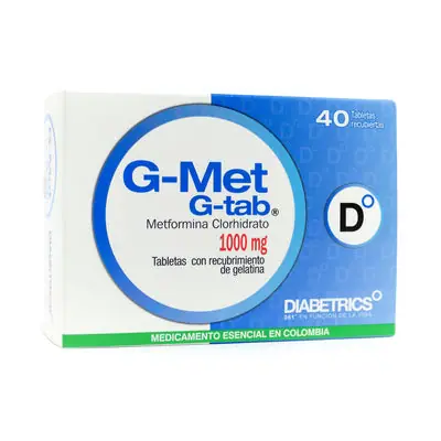 G-met tabletas 1000 mg, caja x 40 unidades