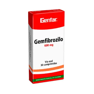 Gemfibrozilo Genfar tabletas 600 mg, caja x 30 unidades