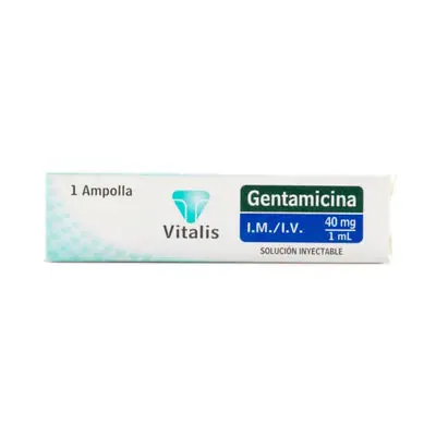 Gentamicina Vitalis solución inyectable 40 mg/1 ml, caja x 1