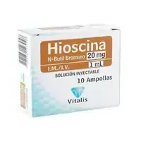 Hioscina 20 mg/1 ml solución inyectable, caja x 100 ampollas