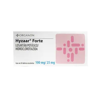 Hyzaar Forte 100/25 mg tabletas, caja con 30 tabletas